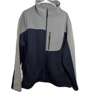 Swiss Tech Jacket Mens 2XL Blue Gray Stretch Long Sleeve Fleece Lined Full Zip